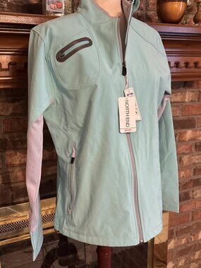 North End Sport Jacket Ladies Malibu Blue Size Large NWT Random Logo On Back